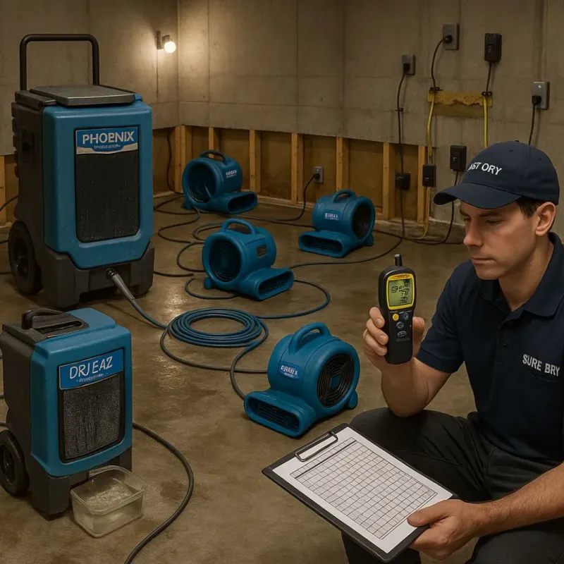 Structural Drying and Dehumidification process in Lakeside, VA